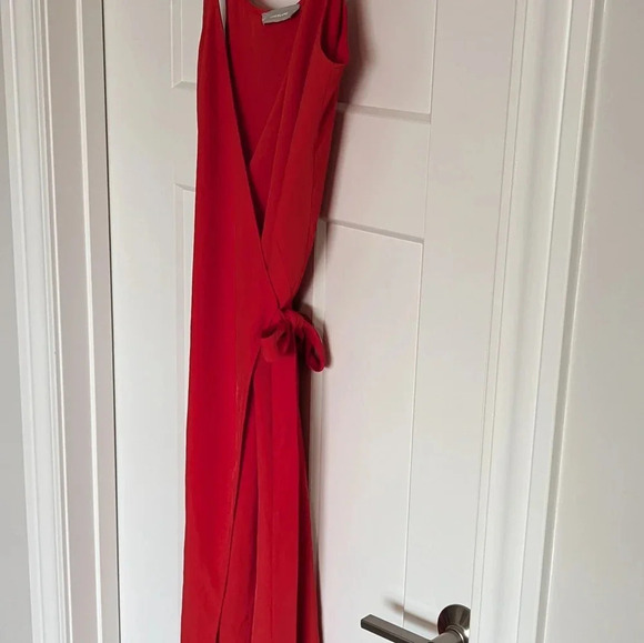 Everlane Japanese Go Weave Wrap Dress Orange sz 0 - Picture 3 of 7